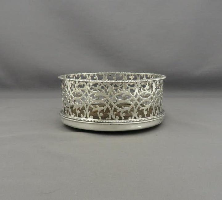 Edwardian Sterling Silver Wine Coaster - JH Tee Antiques
