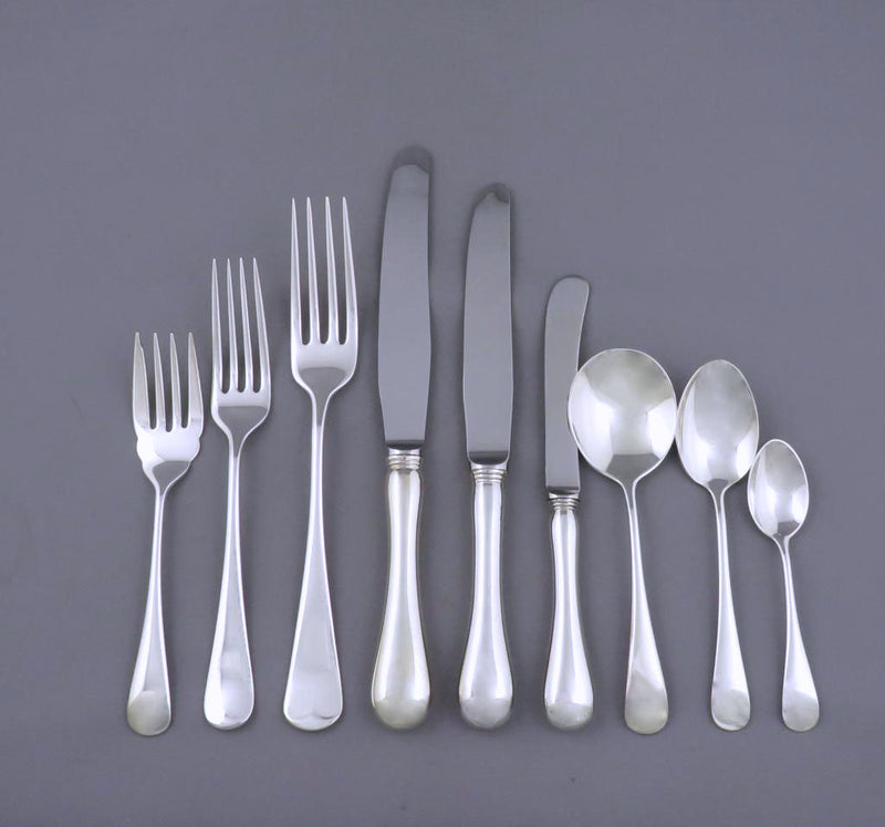 Birks Old English Pattern Sterling Silver Flatware Set for 12 - JH Tee Antiques