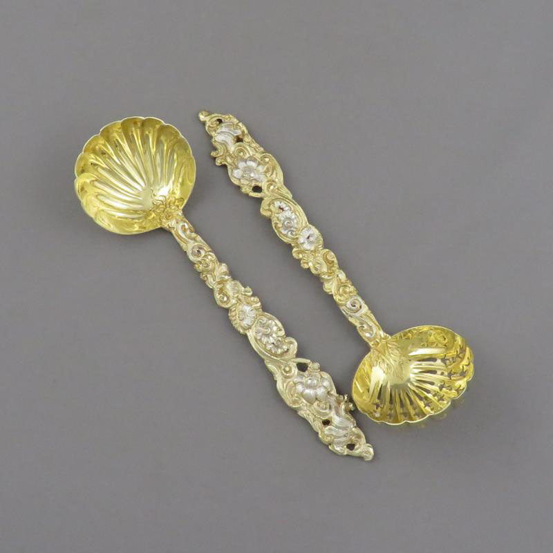 Victorian Silver Gilt Dessert Serving Set - JH Tee Antiques