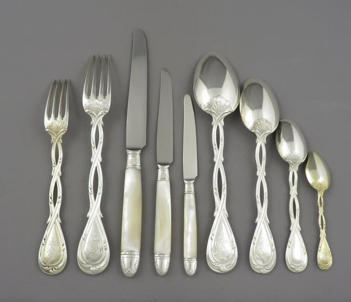 French 950 Silver Flatware Set - JH Tee Antiques