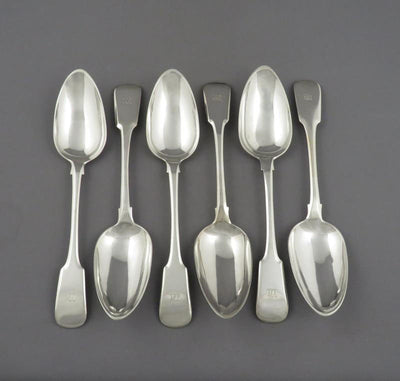 Set of 6 Scottish Provincial Silver Tablespoons - JH Tee Antiques
