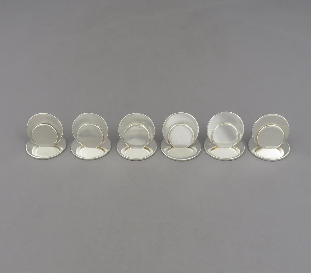Set of 6 Sampson Mordan Silver Place Card Holders - JH Tee Antiques