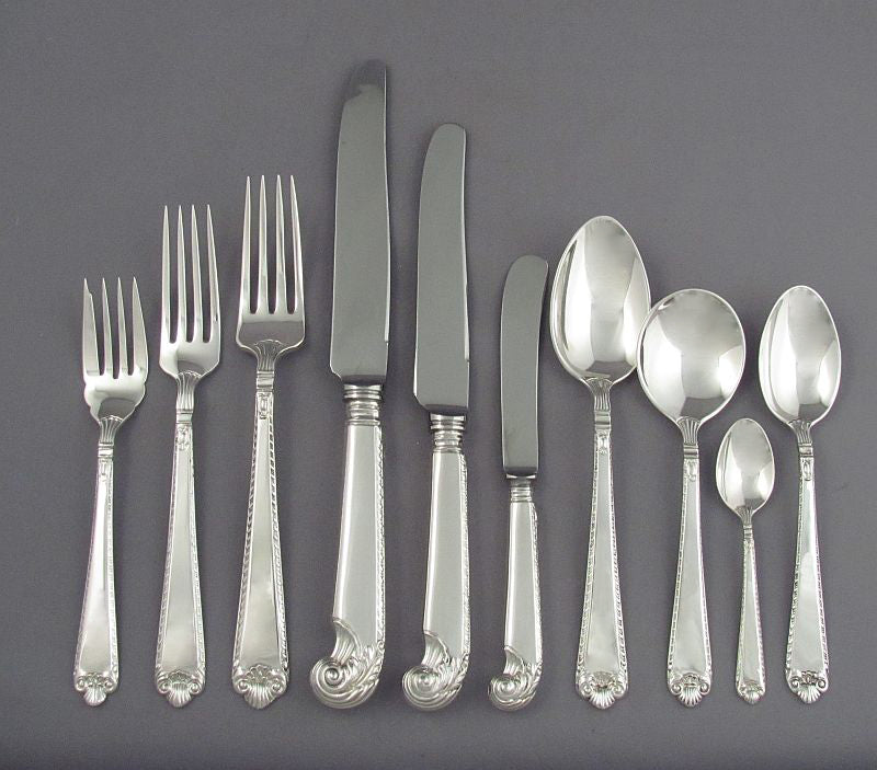 Birks Sterling George II Flatware Service for 12 - JH Tee Antiques
