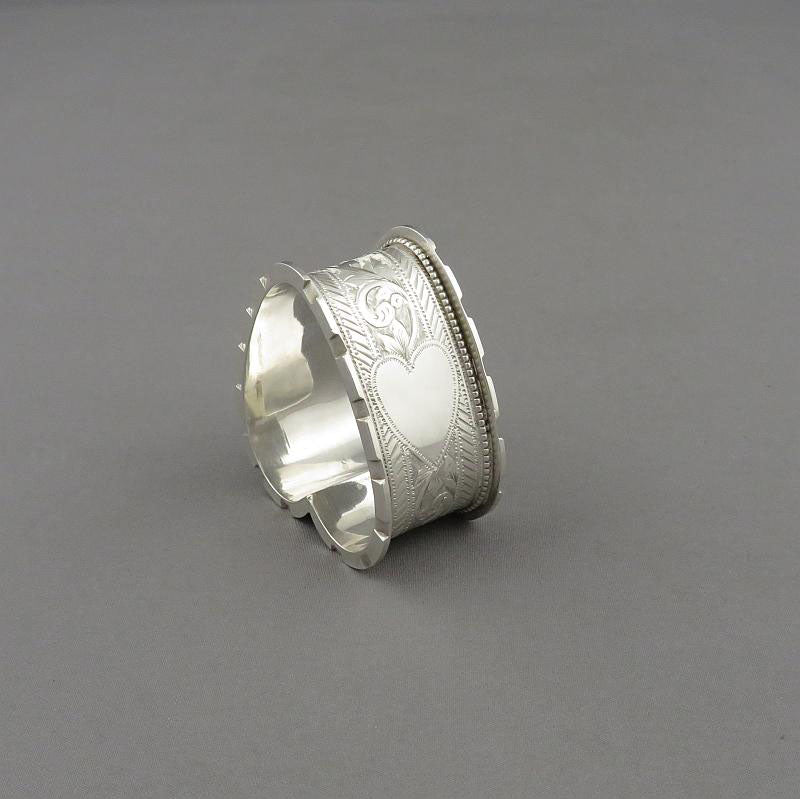 Heart Shaped Silver Napkin Rings - JH Tee Antiques