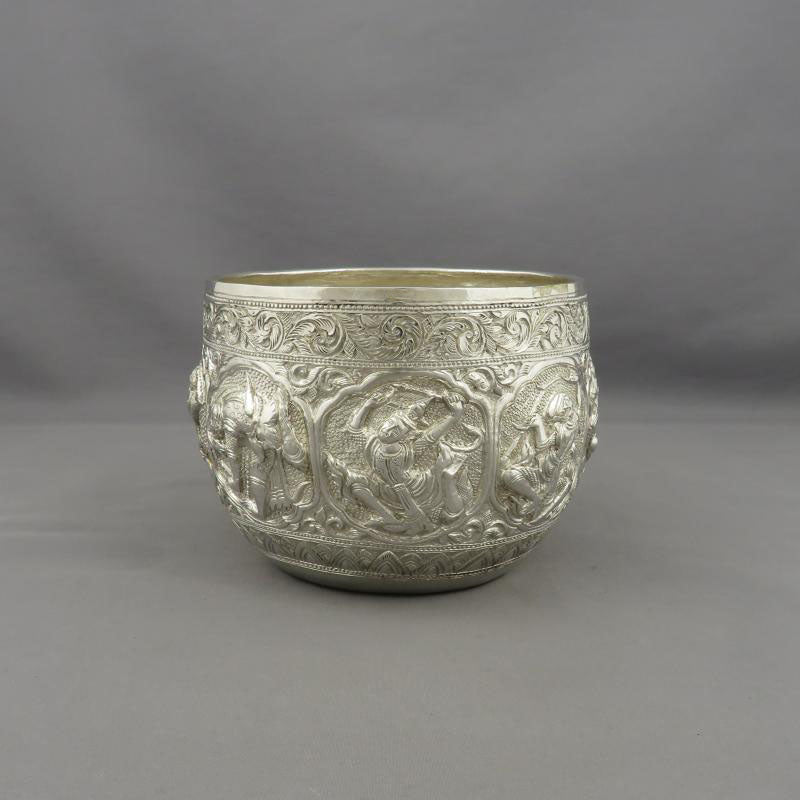 Indian Figural Silver Bowl - JH Tee Antiques