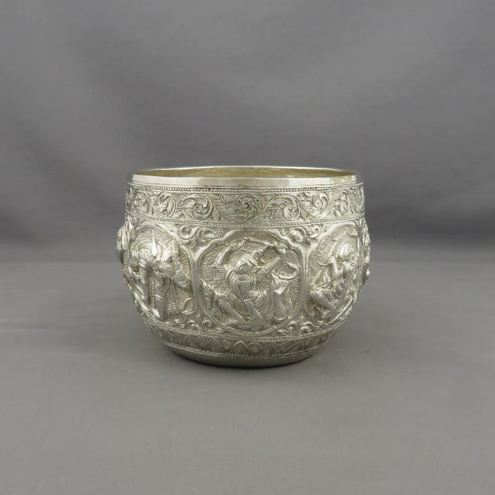 Indian Figural Silver Bowl - JH Tee Antiques
