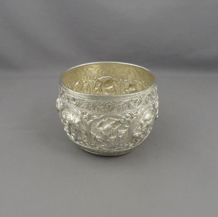 Indian Figural Silver Bowl - JH Tee Antiques