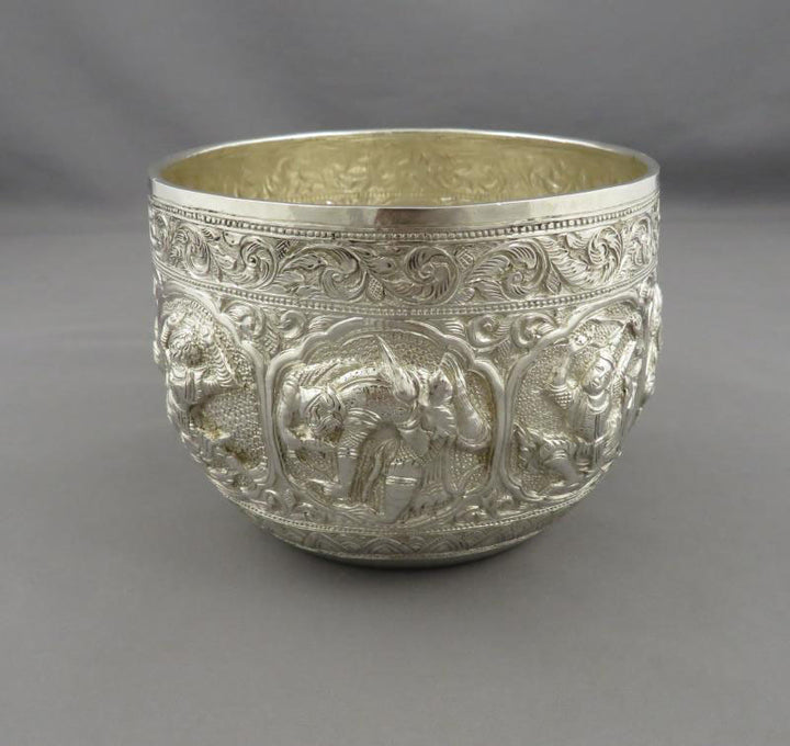 Indian Figural Silver Bowl - JH Tee Antiques