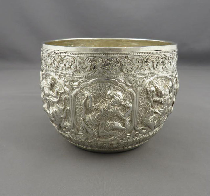 Indian Figural Silver Bowl - JH Tee Antiques