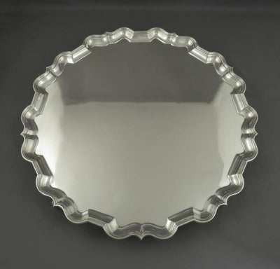 Large George V Sterling Silver Salver - JH Tee Antiques