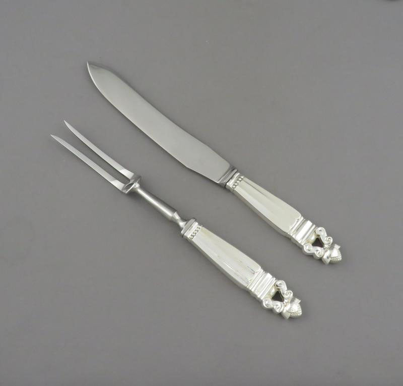 Georg Jensen Small Acorn Pattern Carving Set