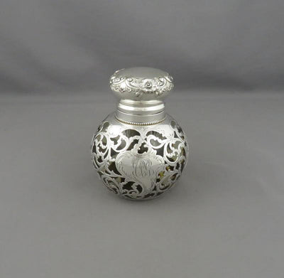 American Silver Overlay Glass Inkwell