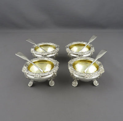 Set of Four William IV Sterling Silver Salts - JH Tee Antiques