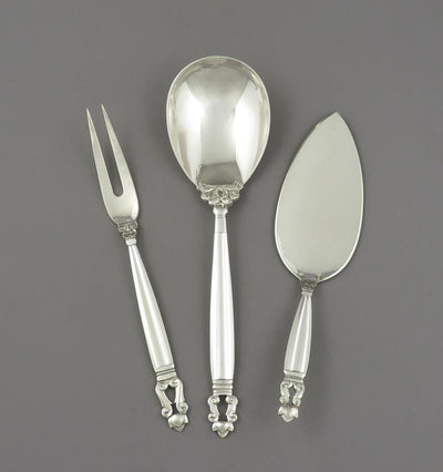 Georg Jensen Acorn Flatware Set for 12 - JH Tee Antiques