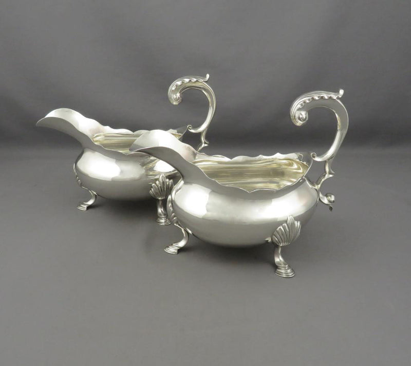 Pair of William IV Silver Sauce Boats - JH Tee Antiques