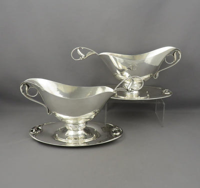 Pair of Georg Jensen Sterling Silver Sauce Boats 177A - JH Tee Antiques