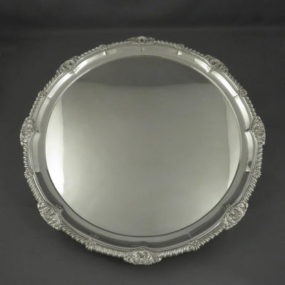 Large Regency Sterling Silver Salver - JH Tee Antiques