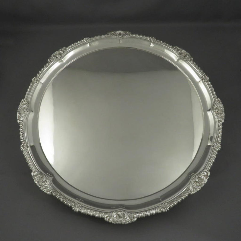 Large Regency Sterling Silver Salver - JH Tee Antiques