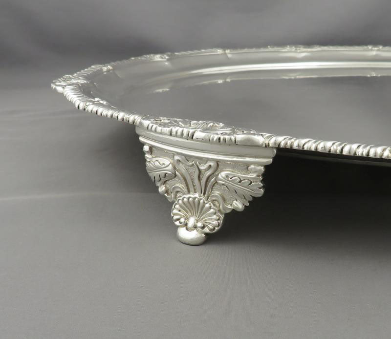 Large Regency Sterling Silver Salver - JH Tee Antiques