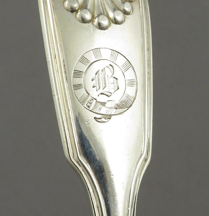 6 Fiddle Thread &amp; Shell Pattern Silver Dinner Forks - JH Tee Antiques
