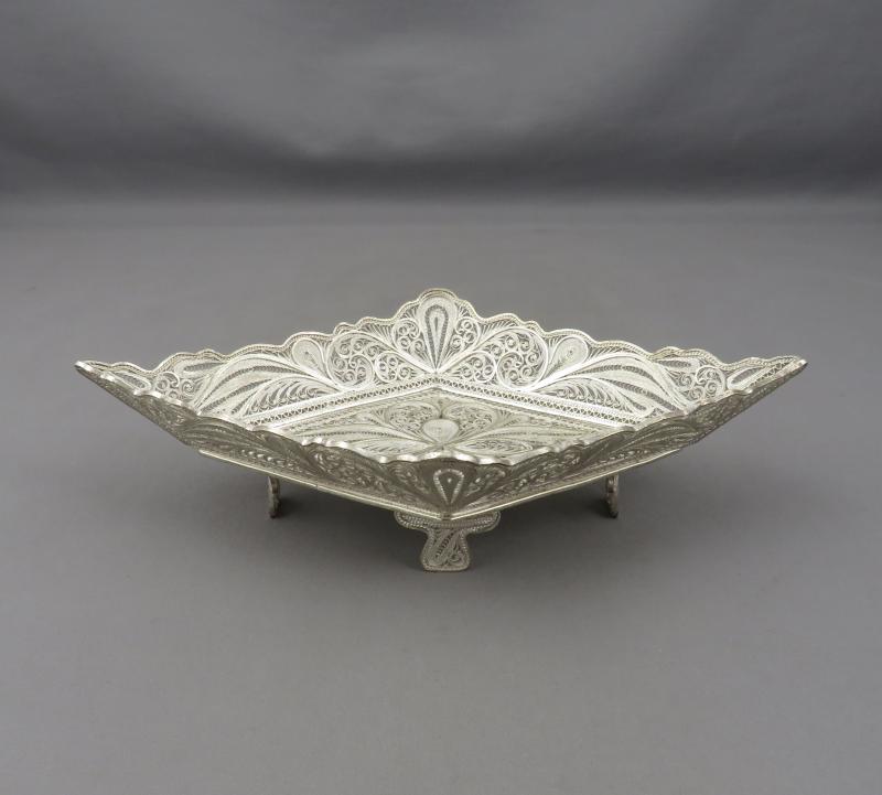Filigree Silver Bon Bon Dish - JH Tee Antiques