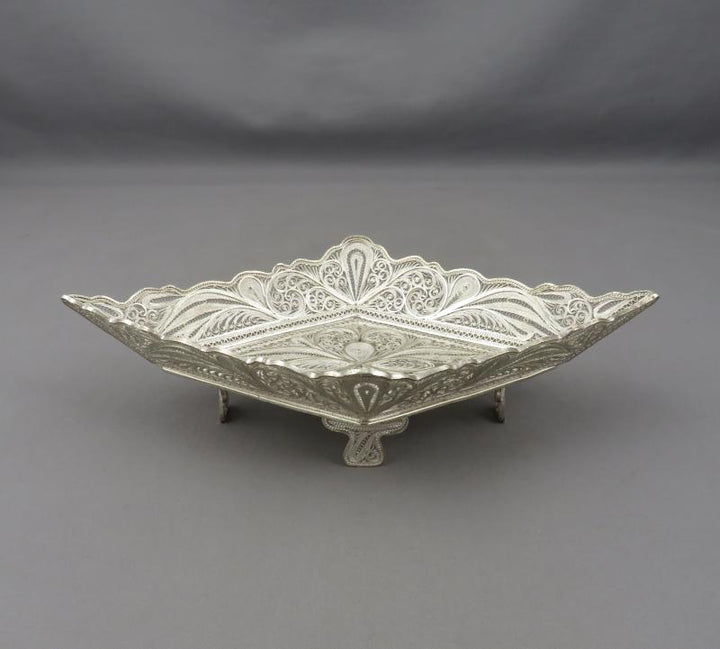 Filigree Silver Bon Bon Dish - JH Tee Antiques
