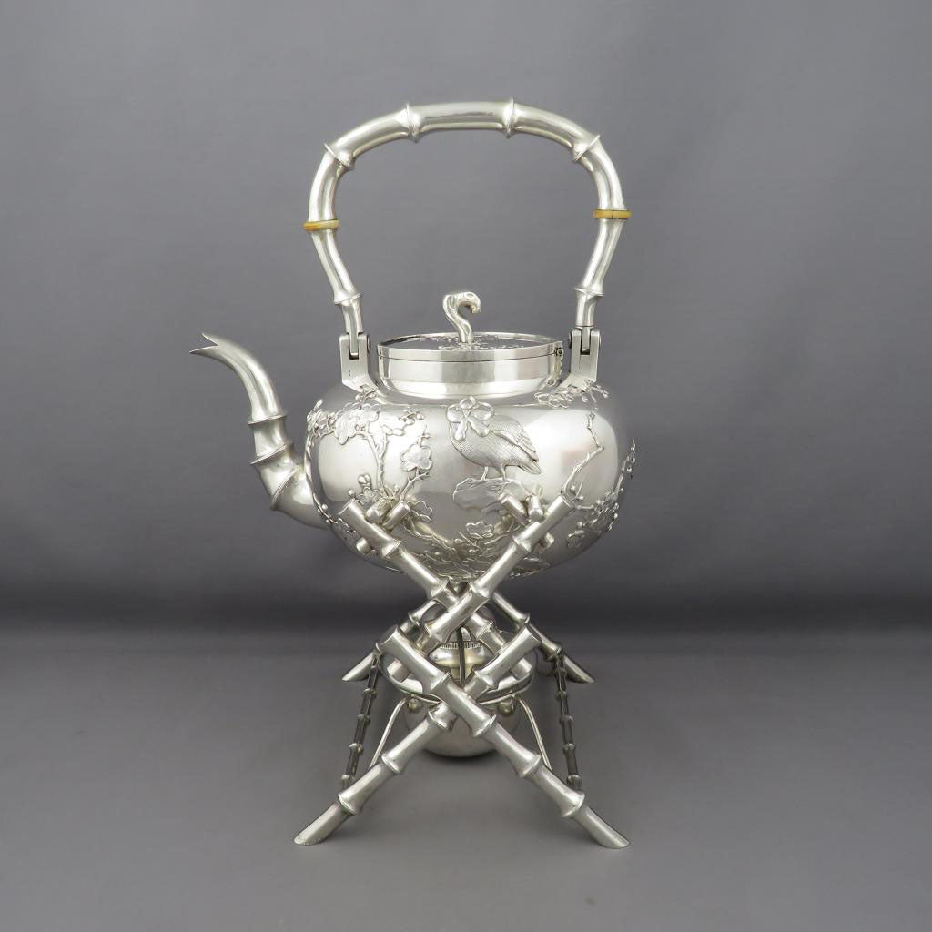 Chinese Export Silver Kettle on Stand - JH Tee Antiques