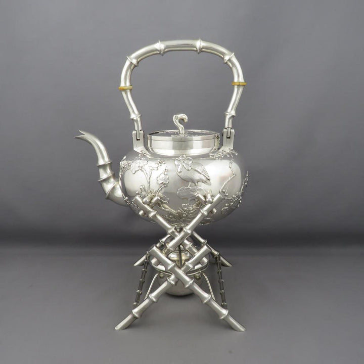 Chinese Export Silver Kettle on Stand - JH Tee Antiques