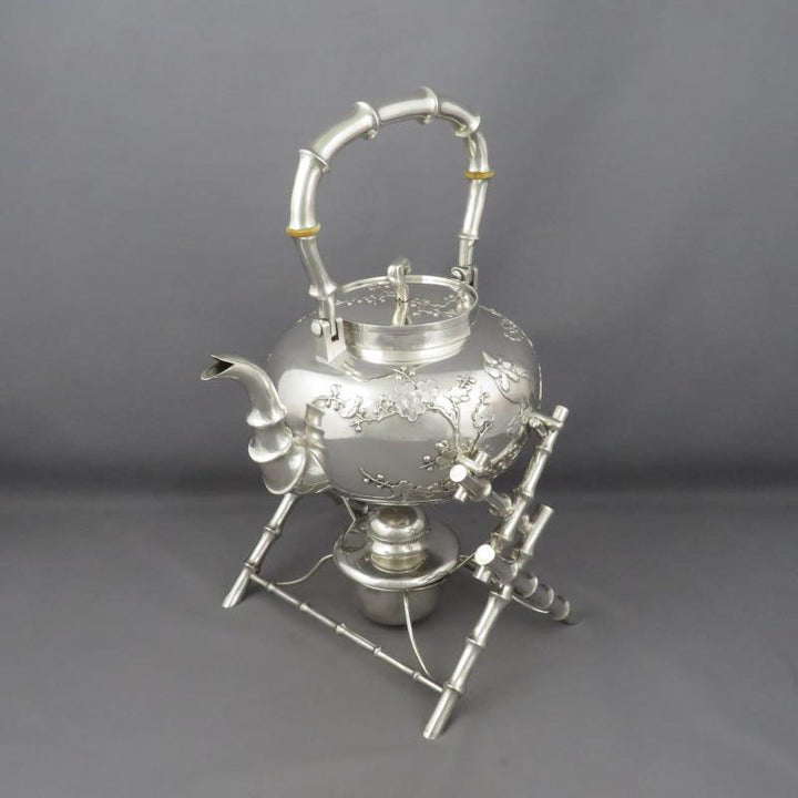 Chinese Export Silver Kettle on Stand - JH Tee Antiques