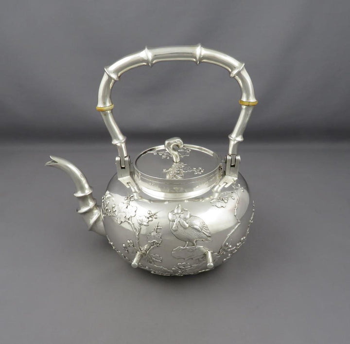 Chinese Export Silver Kettle on Stand - JH Tee Antiques