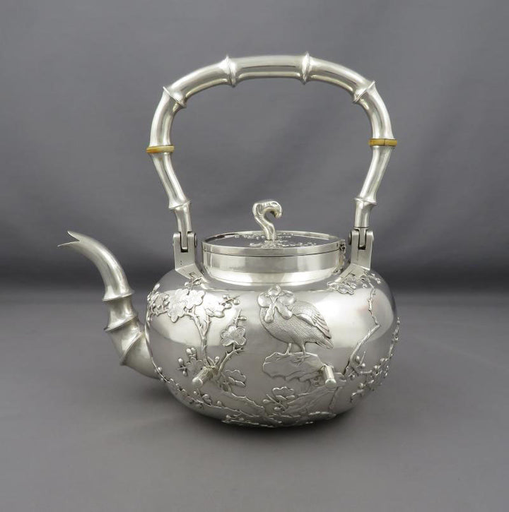 Chinese Export Silver Kettle on Stand - JH Tee Antiques