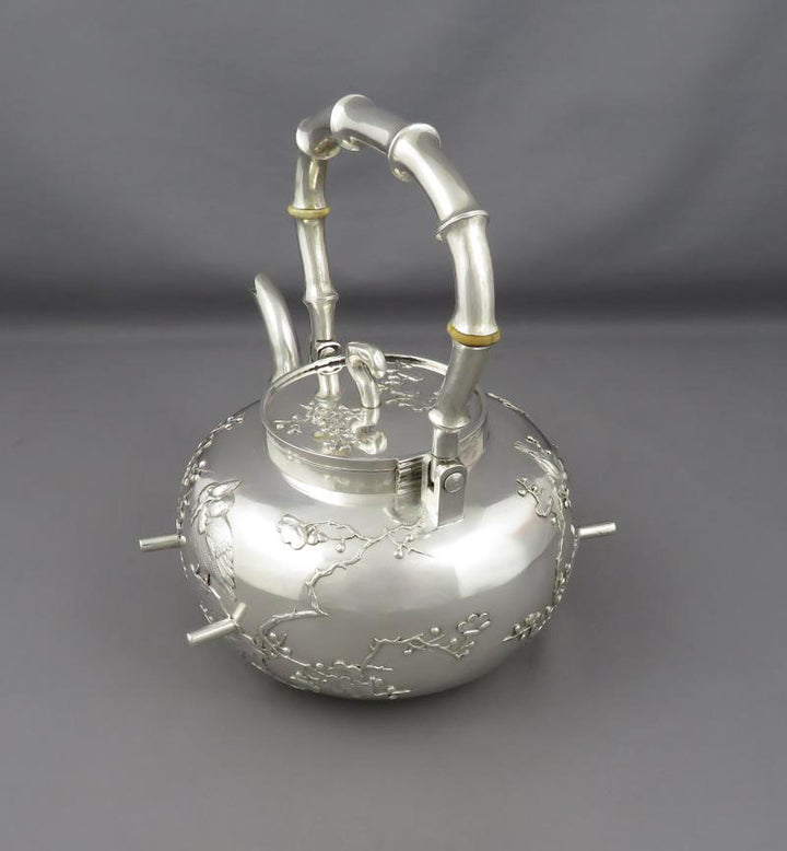 Chinese Export Silver Kettle on Stand - JH Tee Antiques