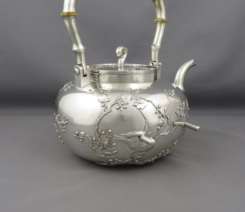 Chinese Export Silver Kettle on Stand - JH Tee Antiques