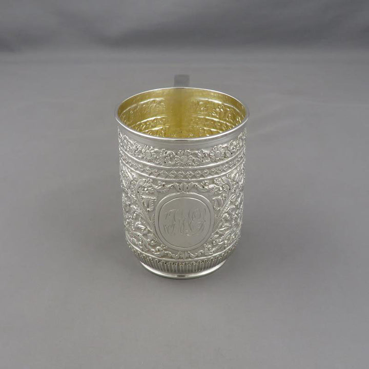Victorian Kutch Style Silver Mug - JH Tee Antiques