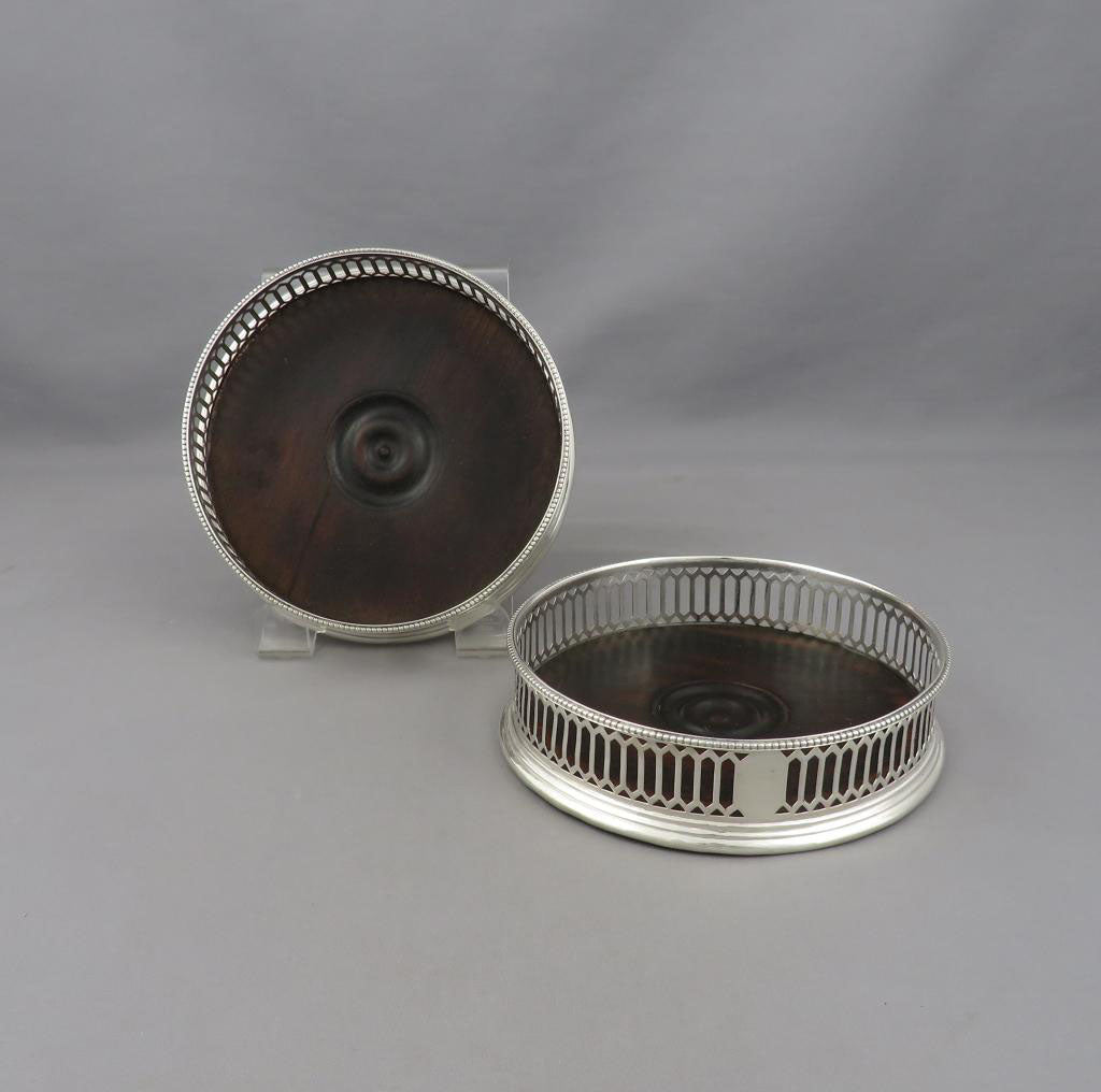 George III Sterling Silver Wine Coasters - JH Tee Antiques