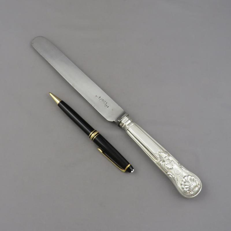 12 Victorian Silver Dessert Knives Kings Pattern - JH Tee Antiques