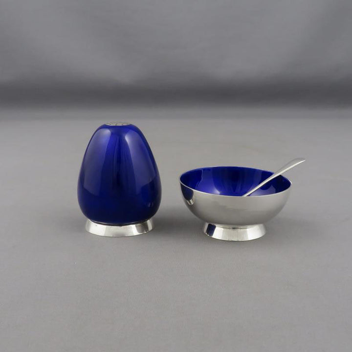 Danish Silver &amp; Enamel Salt and Pepper - JH Tee Antiques