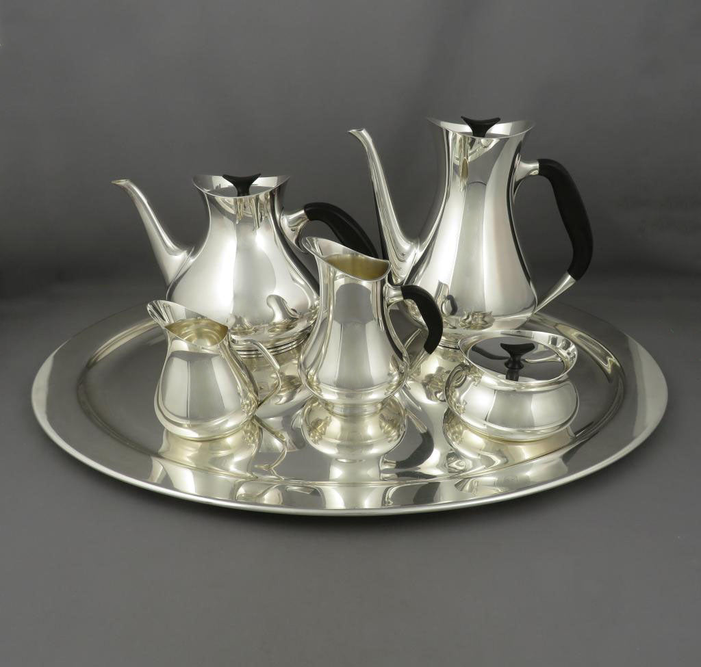 Danish Sterling Silver Tea Set - JH Tee Antiques