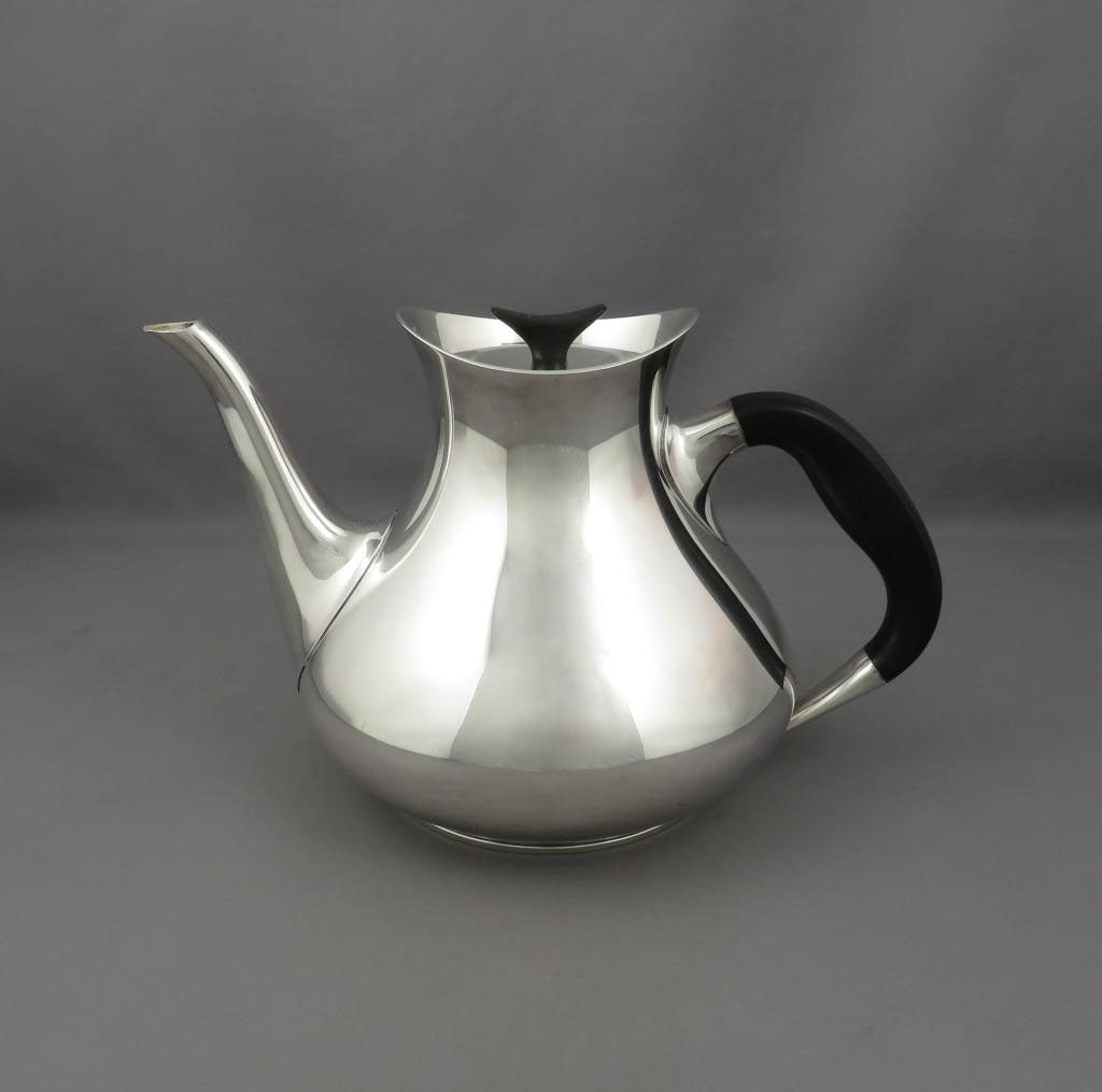 Danish Sterling Silver Tea Set - JH Tee Antiques