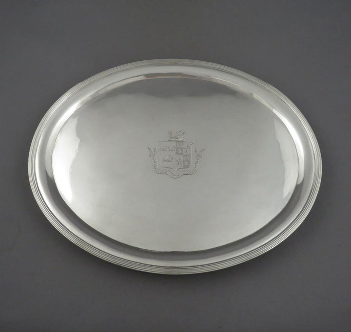 George III Sterling Silver Oval Salver - JH Tee Antiques