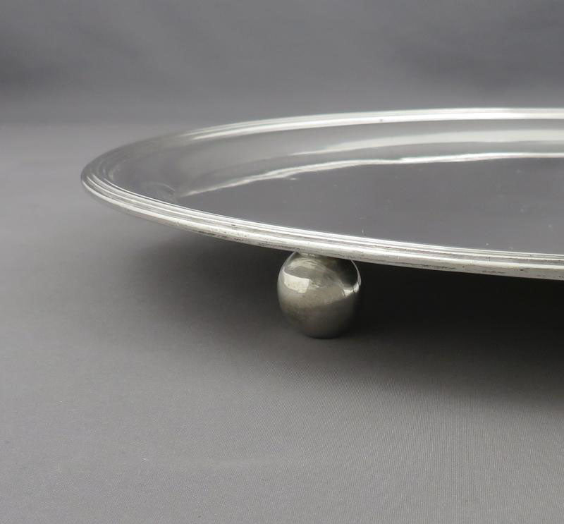George III Sterling Silver Oval Salver - JH Tee Antiques