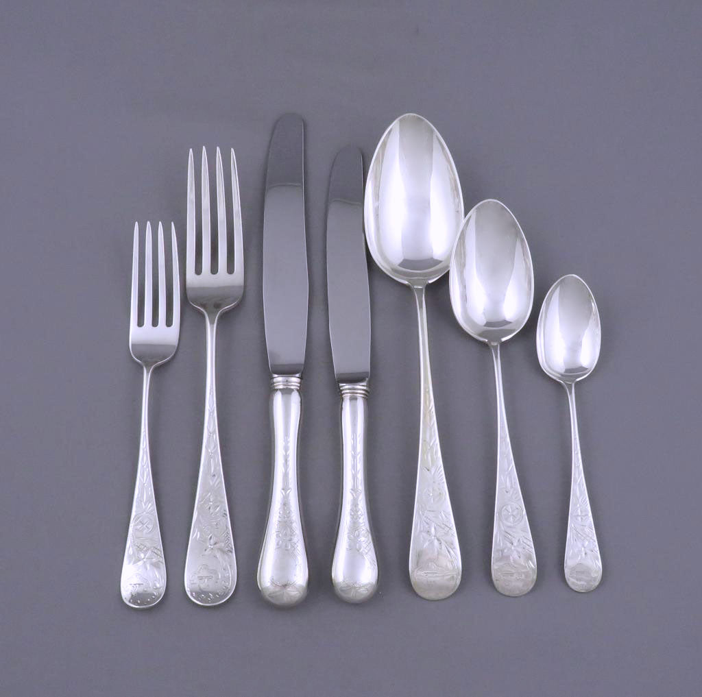 Early Canadian Silver Flatware Set - JH Tee Antiques