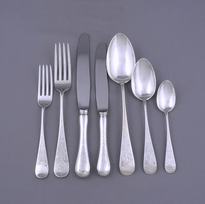Early Canadian Silver Flatware Set - JH Tee Antiques