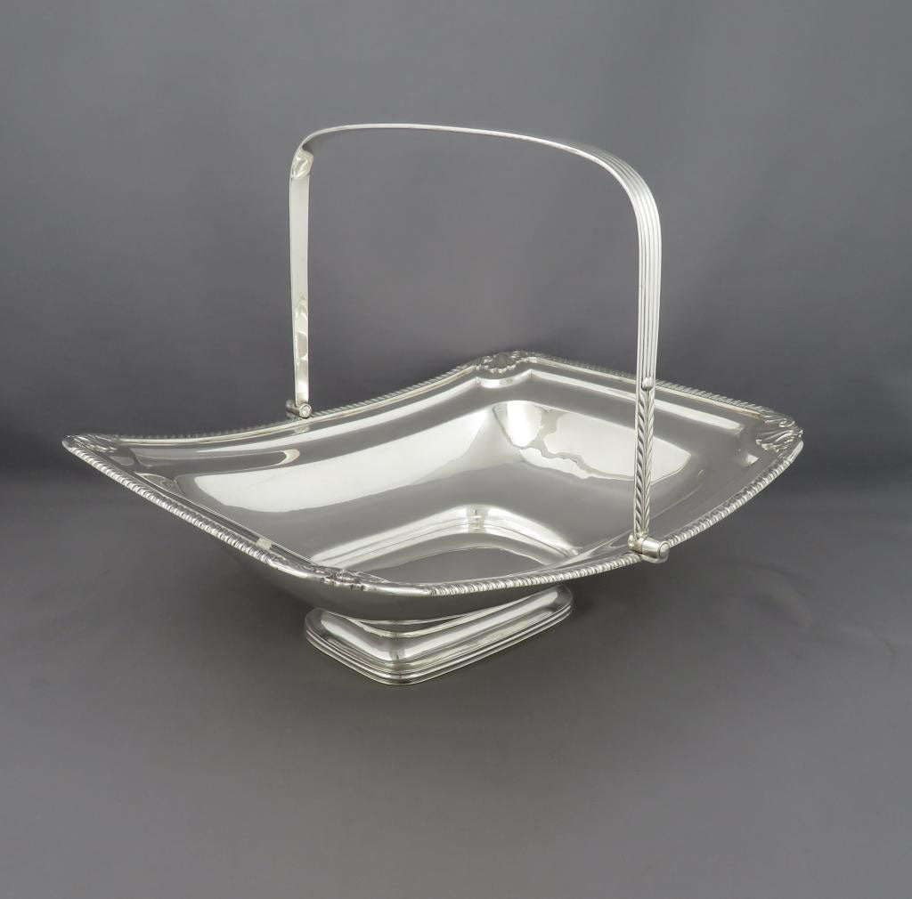 William Bateman Sterling Silver Cake Basket - JH Tee Antiques