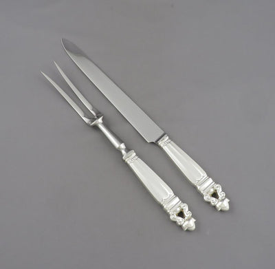 Georg Jensen Acorn Pattern Carving Set Small - JH Tee Antiques