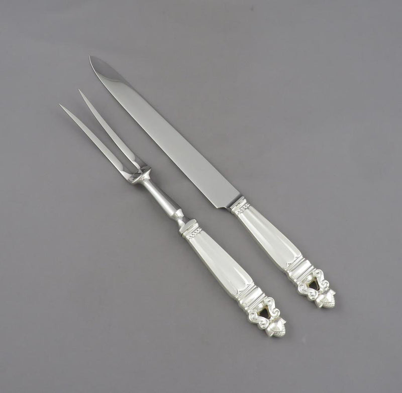 Georg Jensen Acorn Pattern Carving Set Small - JH Tee Antiques