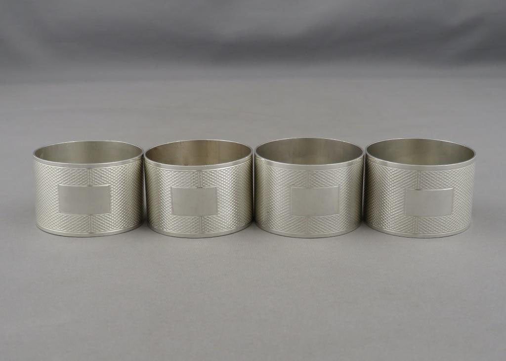 4 English Sterling Silver Napkin Rings - JH Tee Antiques