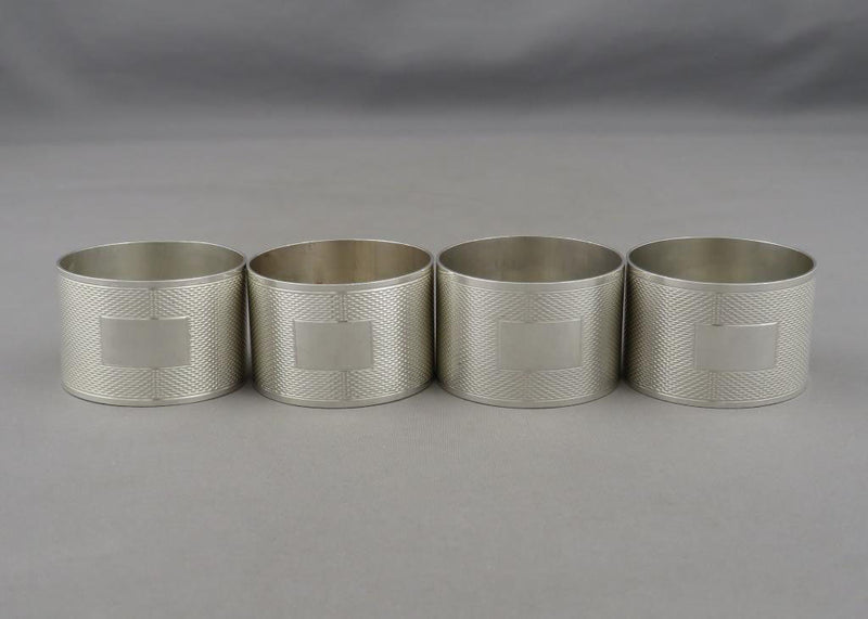 4 English Sterling Silver Napkin Rings - JH Tee Antiques