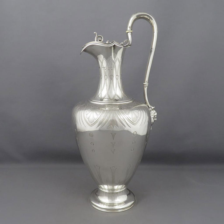 Victorian Sterling Silver Wine Ewer or Hot Water Pot - JH Tee Antiques