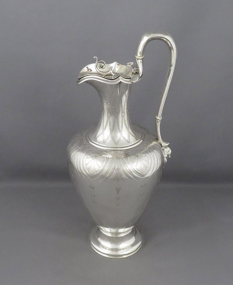 Victorian Sterling Silver Wine Ewer or Hot Water Pot - JH Tee Antiques